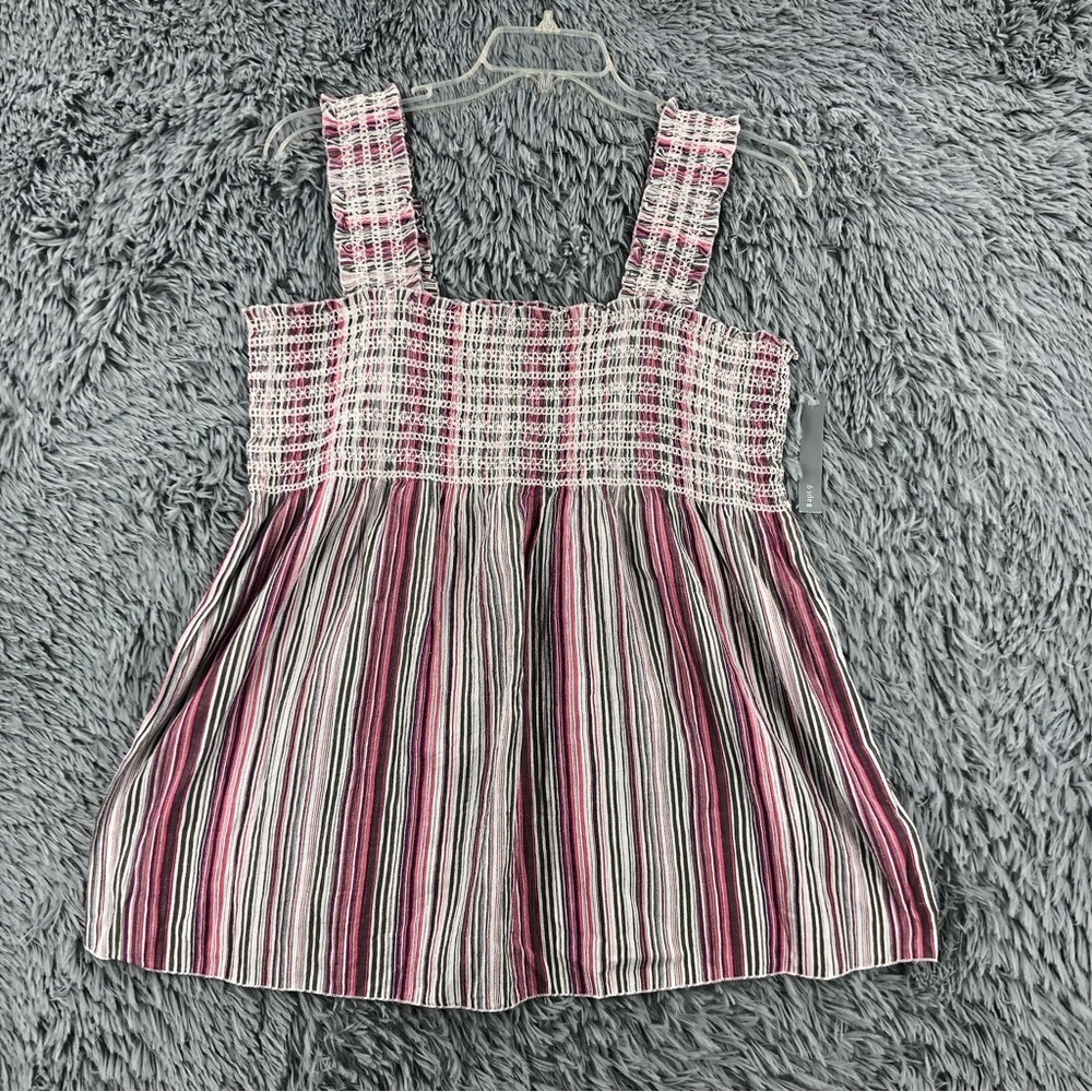 APT. 9 Blouse Womens XL Strap Pink Striped Top Rouching